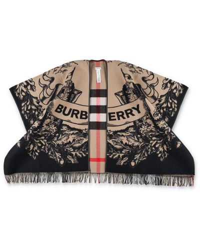 Burberry Reversible Check Wool Cape - Multicolor
