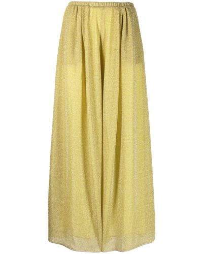 Oséree Lumière Metallic-threading Wide-leg Trousers - Yellow
