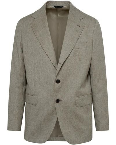 Brian Dales Beige Wool Blazer - Grey