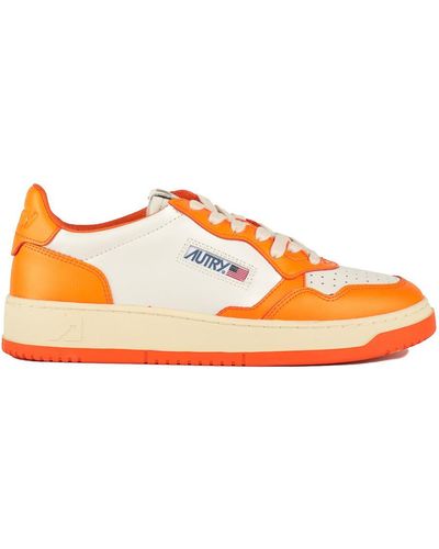 Autry Two-Tone Leather Medalist Low Sneakers - Orange