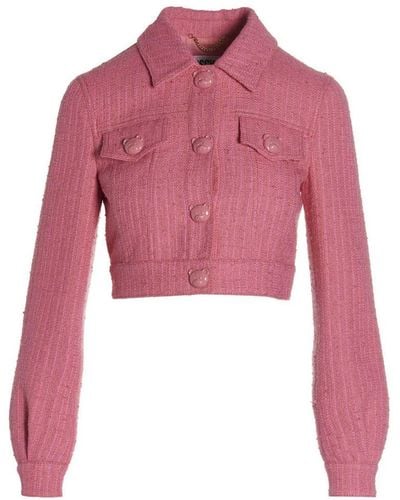 Moschino Tweed Cropped Jacket - Red