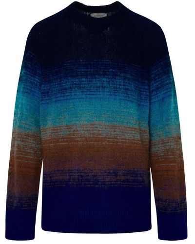 Laneus Multicolor Mohair Blend 'degradé' Sweater - Blue
