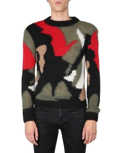 Saint Laurent Crew Neck Sweater - Multicolor