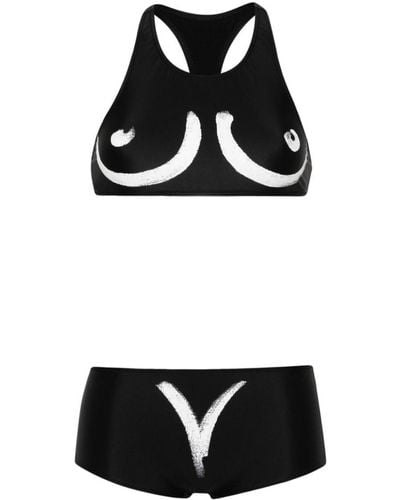Moschino Bikini With Graphic Print On The Back - Black