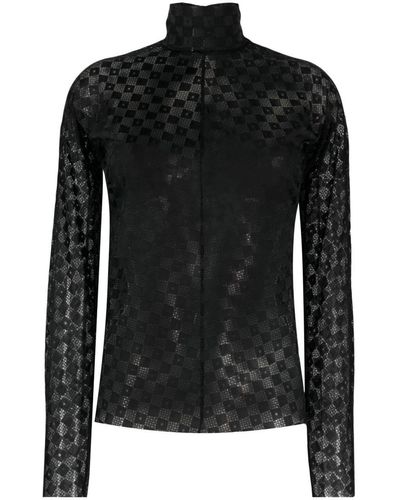Forte Forte Lace-detail Long-sleeved Top - Black