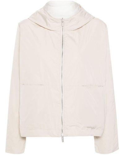 Peserico Reversible Jacket With Hood And High Collar - Natural