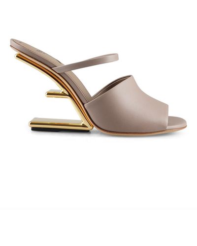 Fendi First Sculpted Heeled Sandals - White