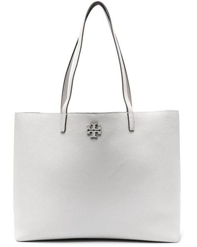 Tory Burch Mcgraw Leather Tote Bag - Gray
