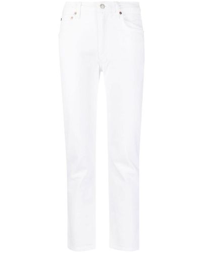 Agolde Cotton-blend Cropped Jeans - White