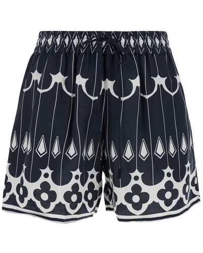 Scarlett Poppies Bermuda Shorts With Drawstring - Blue