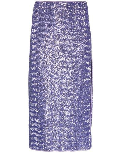 Oséree Night Sequinned Midi Skirt - Blue