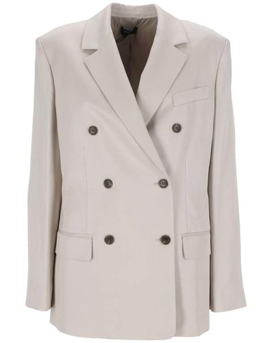 Theory Off- Double-Breasted Jacket With Notched Revers - Natural