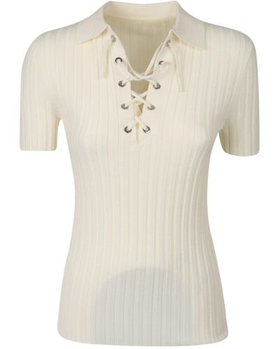 Dion Lee Lace Up Placket Polo - Natural