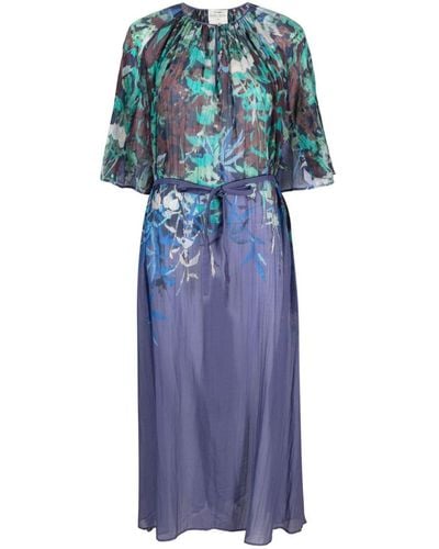 Forte Forte Forte_forte Printed Cotton And Silk Blend Long Dress - Blue