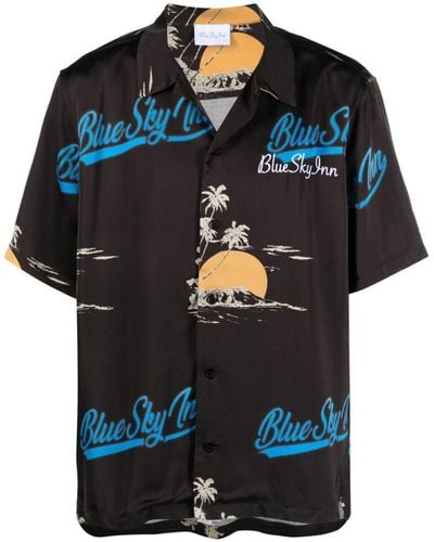 BLUE SKY INN Logo Viscose Shirt - Black