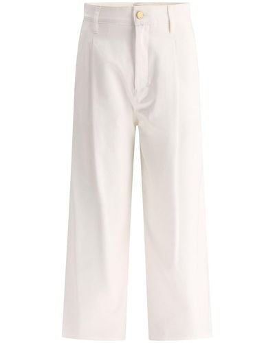 Max Mara "Vincent" Wide-Fit Cotton Gabardine Pants - White