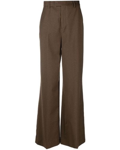 Closed High-waisted Straight-leg Pants - Brown