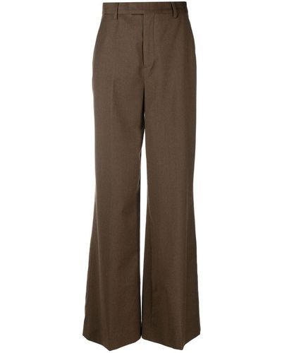 Closed High-waisted Straight-leg Trousers - Brown