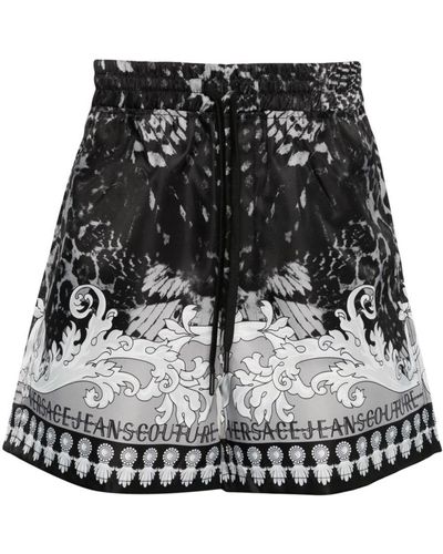 Versace Bermuda Shorts With Print - Black