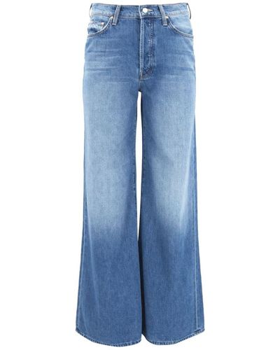 Mother The Ditcher Roller Sneak High-rise Wide-leg Jeans - Blue