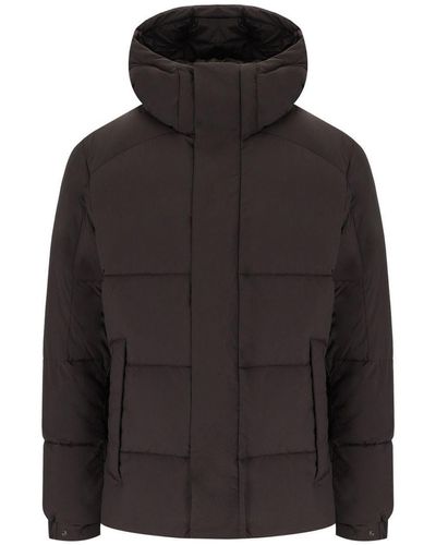 Save The Duck Narcissus Brown Hooded Padded Jacket - Black