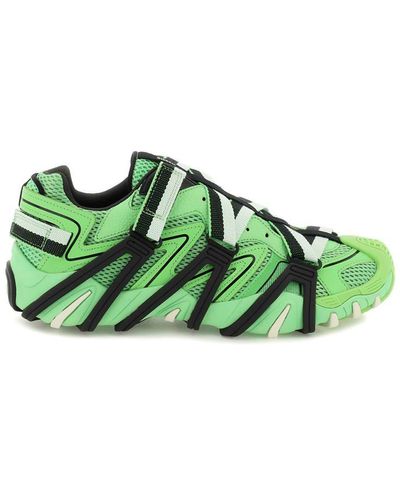 DIESEL S-prototype-cr Contrast-panel Mesh And Leather Sneakers - Green