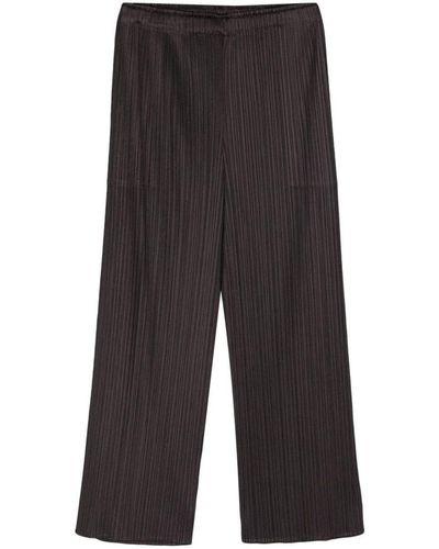 Pleats Please Issey Miyake Pleated Cropped Pants - Gray