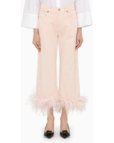 P.A.R.O.S.H. Peach Blossom Feather Pants - Pink