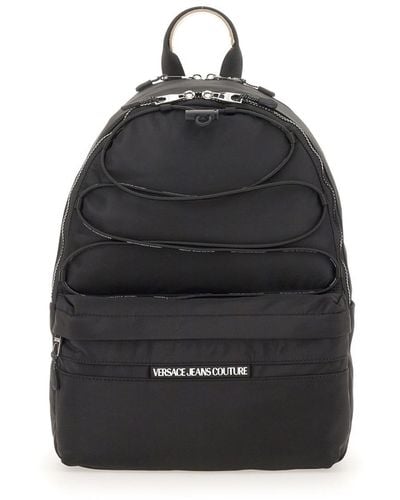 Versace Logo Patch Zip-around Backpack - Black