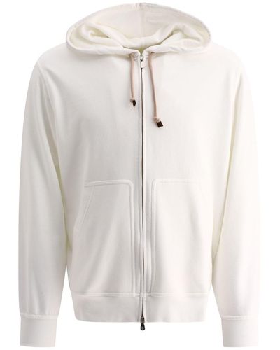 Brunello Cucinelli Hooded Sweatshirt With Zipper - White