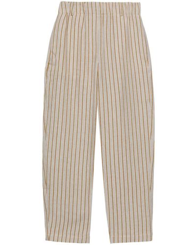 Alysi Elasticated Waist Striped Trousers - Natural