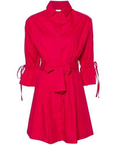 Liu Jo Cotton Shirt Dress With Belt - Red