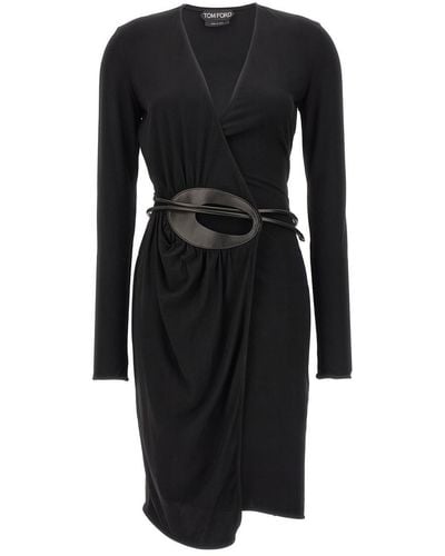 Tom Ford Leather Jersey Dress Dresses Black