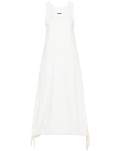 Jil Sander Cotton Midi Dress With Elastic Hem - White