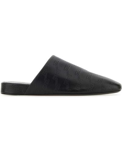 Balenciaga Black Leather Slippers