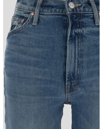 Mother High Waisted Rider Flood Jeans - Blue