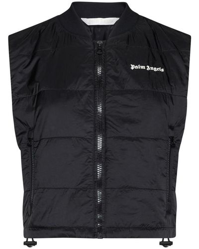 Palm Angels Quilted Nylon Down Vest - Black