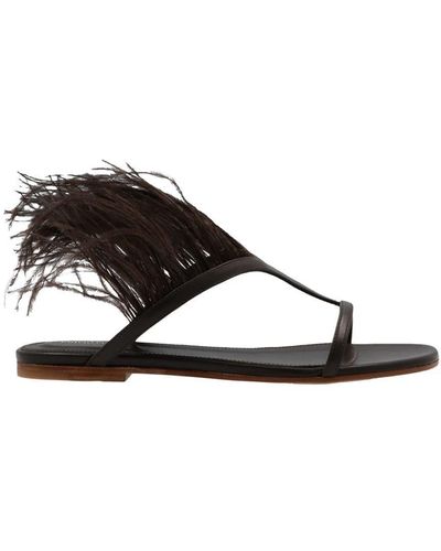 Emilio Pucci Feather Sandals - Black
