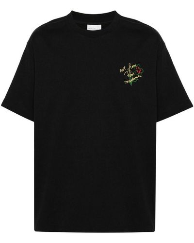 Drole de Monsieur Slogan-print Cotton T-shirt - Black