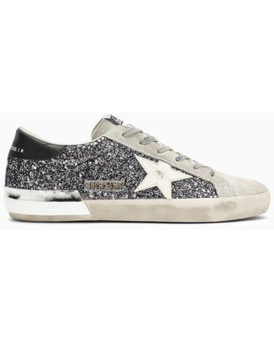 Golden Goose Super-Star Sneaker With Anthracite/ Glitter - Gray