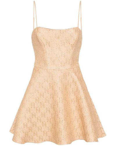 Elisabetta Franchi Mini Dress With Jacquard Pattern And Lurex Details - Natural