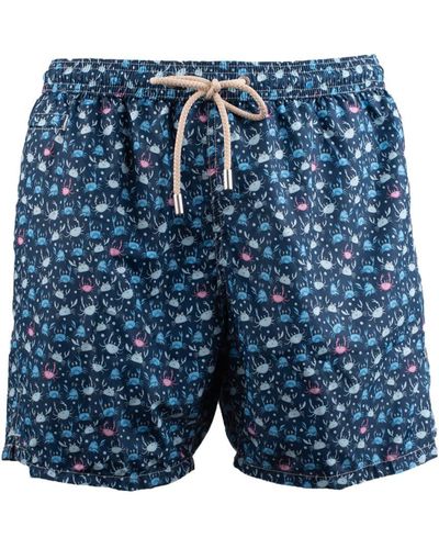Saint Barth Costume With Crab Patterned Pockets - Blue