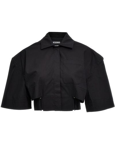 Jacquemus La Chemise Courte Bari Shirt, Blouse - Black