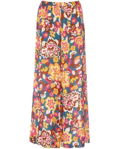 Eres Cactus Floral-print Wide-leg Trousers - Red