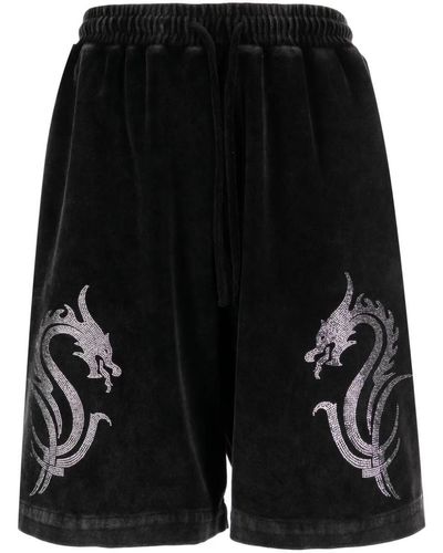 Alexander Wang Crystal-dragon Velour Shorts - Black