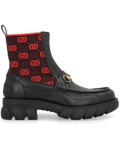 Gucci Men's Punkel Monogrammed Supreme Coated-Canvas Boots