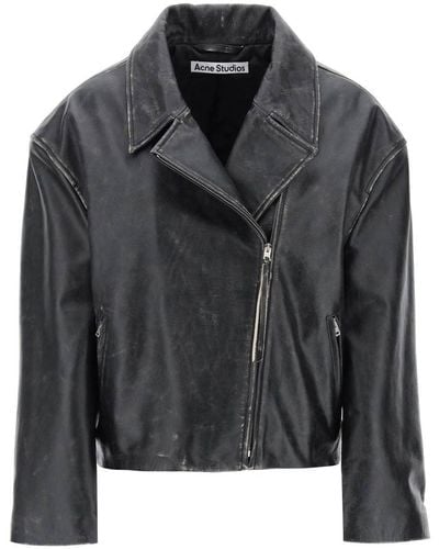 Acne Studios "vintage Leather Jacket With Distressed Effect - Black