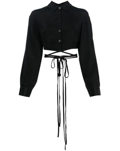 Christopher Esber Cropped Silk Shirt - Black