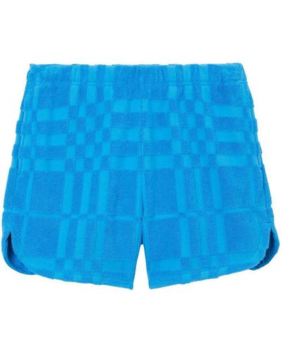 Burberry Check-pattern Above-knee Length Shorts - Blue
