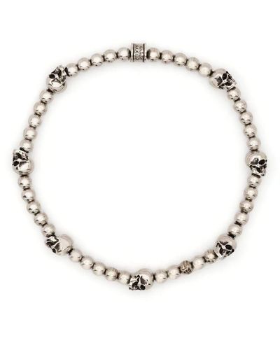 Alexander McQueen Skull Beads Bracelet In Antiqued - Natural